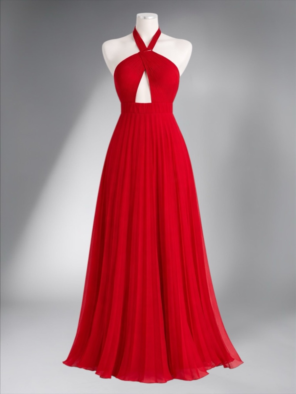 Zara Red Halter Maxi Dress with Keyhole Detail - Picture 9 of 12